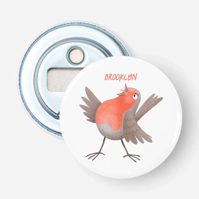 Cute singing robin bird cartoon bottle opener (Front)
