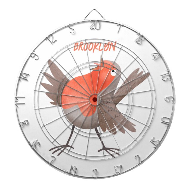 Cute singing robin bird cartoon  dartboard (Front)