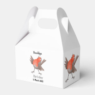 Cute singing robin bird cartoon favor box