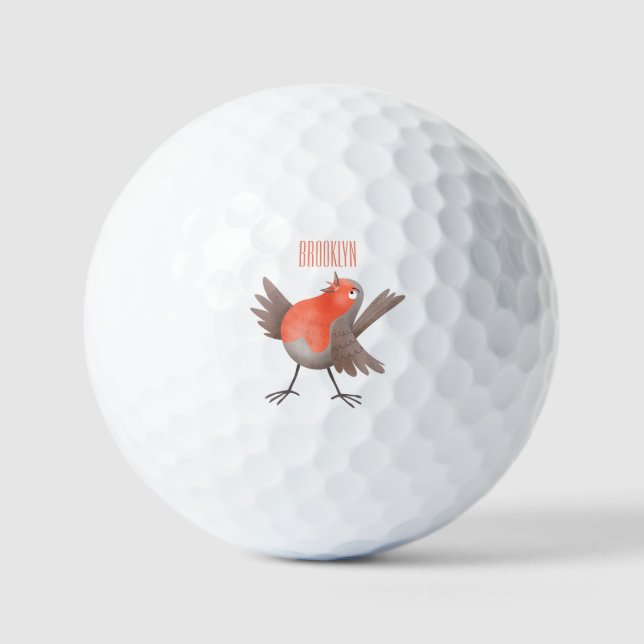 Cute singing robin bird cartoon golf balls (Front)