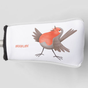 Cute singing robin bird cartoon golf head cover