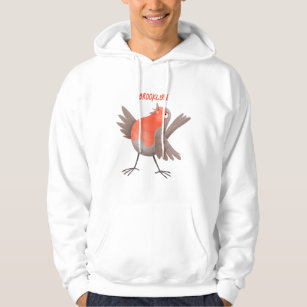 Cute singing robin bird cartoon hoodie