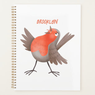 Cute singing robin bird cartoon  planner