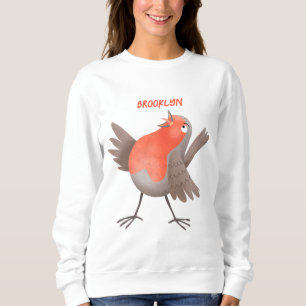Cute singing robin bird cartoon sweatshirt