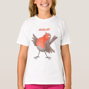 Cute singing robin bird cartoon T-Shirt