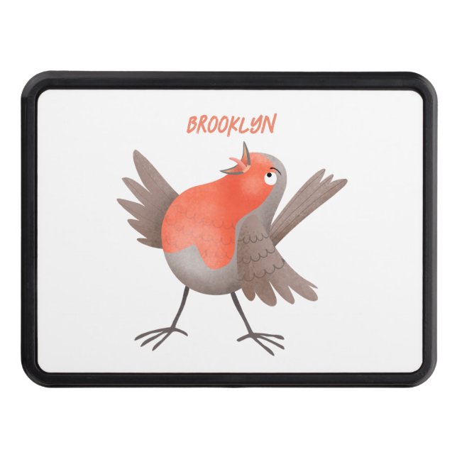 Cute singing robin bird cartoon trailer hitch cover (Front)