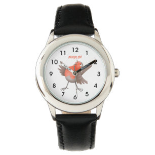 Cute singing robin bird cartoon watch