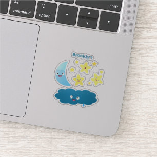 Cute singing stars, moon and cloud cartoon