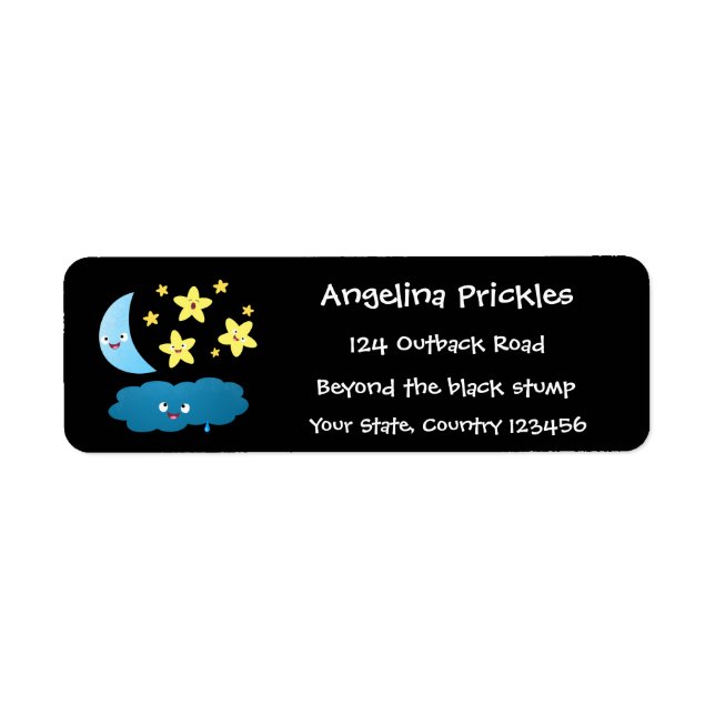 Cute singing stars, moon and cloud cartoon (Front)