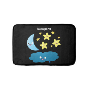 Cute singing stars, moon and cloud cartoon bath mat