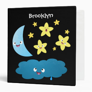 Cute singing stars, moon and cloud cartoon binder