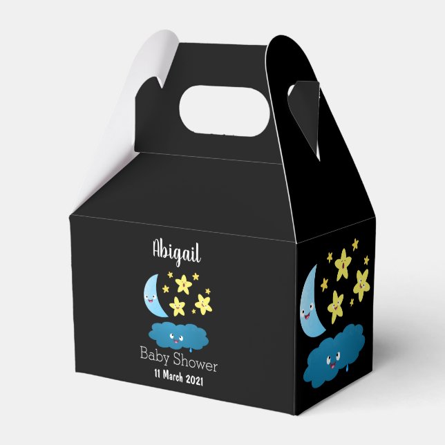 Cute singing stars, moon and cloud cartoon favor box (Front Side)