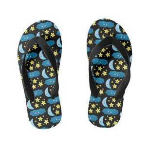 Cute singing stars, moon and cloud cartoon kid's flip flops