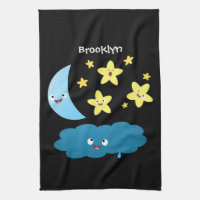 Cute singing stars, moon and cloud cartoon