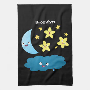 Cute singing stars, moon and cloud cartoon kitchen towel