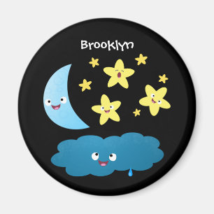 Cute singing stars, moon and cloud cartoon magnet