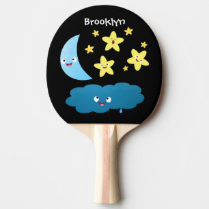 Cute singing stars, moon and cloud cartoon ping pong paddle