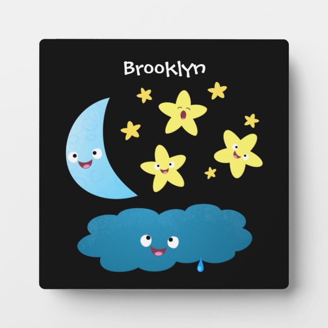 Cute singing stars, moon and cloud cartoon plaque (Front)