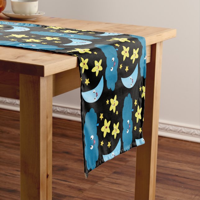 Cute singing stars, moon and cloud cartoon short table runner (In Situ)