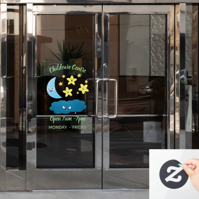 Cute singing stars, moon and cloud cartoon window cling (Office Door)