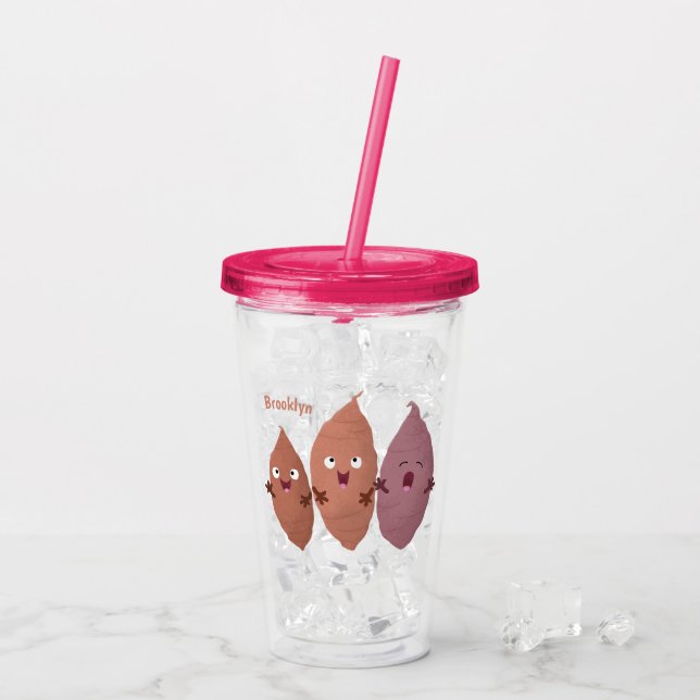 Cute singing sweet potatoes cartoon vegetables acrylic tumbler (Back Ice)