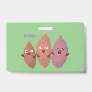 Cute singing sweet potatoes cartoon vegetables  badge