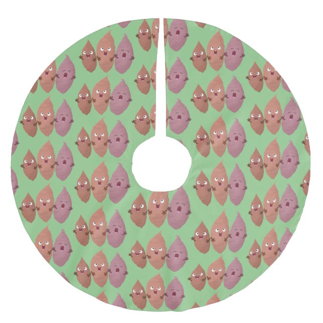 Cute singing sweet potatoes cartoon vegetables brushed polyester tree skirt (Front)