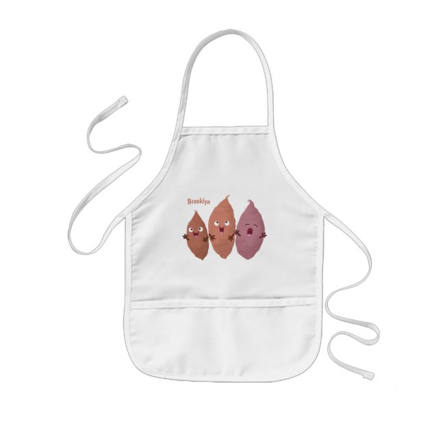 Cute singing sweet potatoes cartoon vegetables kids apron (Front)
