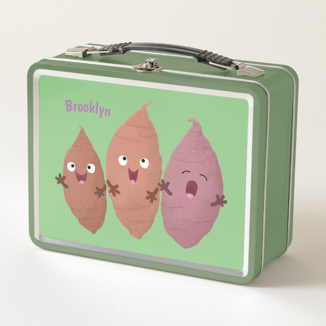 Cute singing sweet potatoes cartoon vegetables metal lunch box (Front)