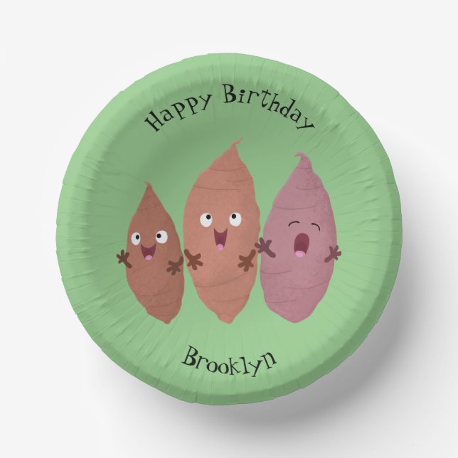Cute singing sweet potatoes cartoon vegetables paper plate (Front)
