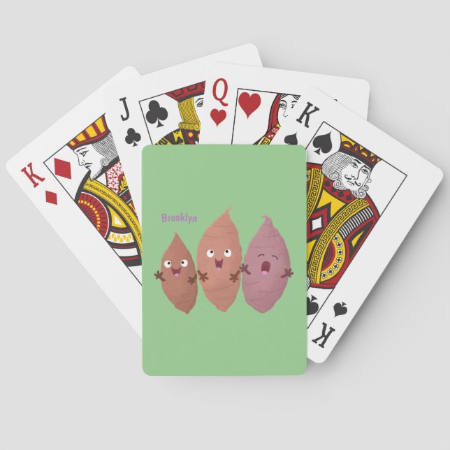 Cute singing sweet potatoes cartoon vegetables playing cards (Back)
