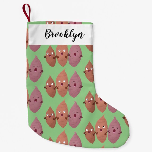 Cute singing sweet potatoes cartoon vegetables small christmas stocking (Front)
