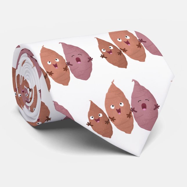 Cute singing sweet potatoes cartoon vegetables tie (Rolled)
