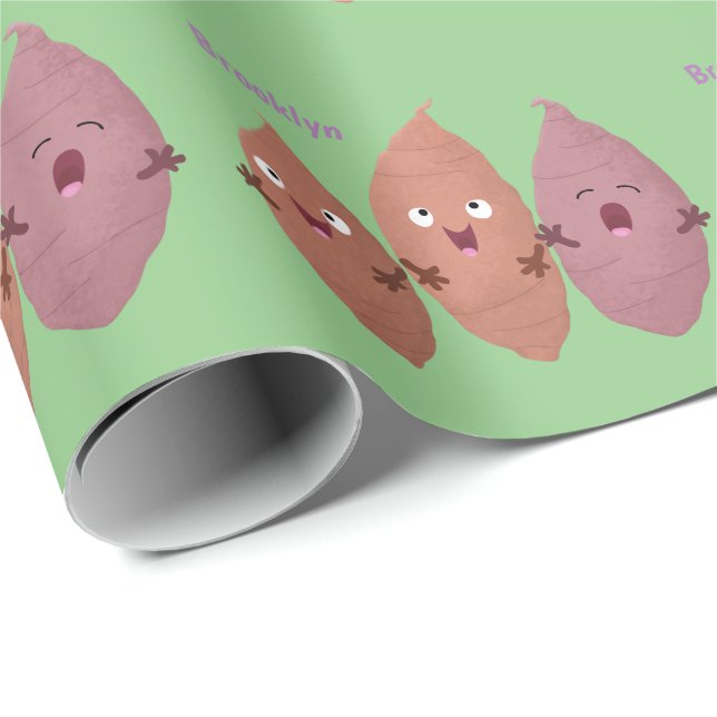 Cute singing sweet potatoes cartoon vegetables  wrapping paper (Roll Corner)