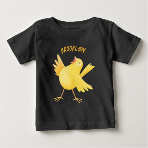 Cute singing yellow canary bird cartoon baby T-Shirt