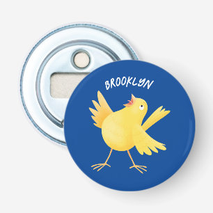 Cute singing yellow canary bird cartoon bottle opener