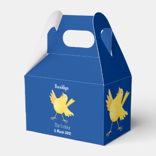 Cute singing yellow canary bird cartoon favor box