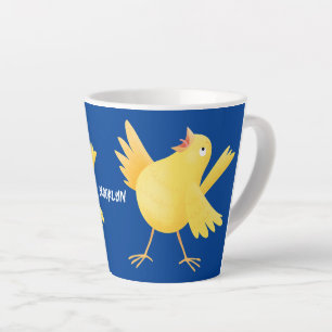 Cute singing yellow canary bird cartoon latte mug