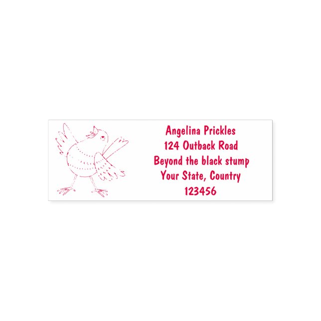 Cute singing yellow canary bird cartoon self-inking stamp (Design)