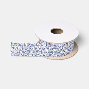 Cute single Delft bird illustration Satin Ribbon
