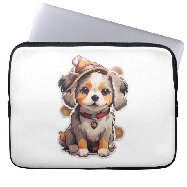 Cute single-dog Stickers   Laptop Sleeve (Front)