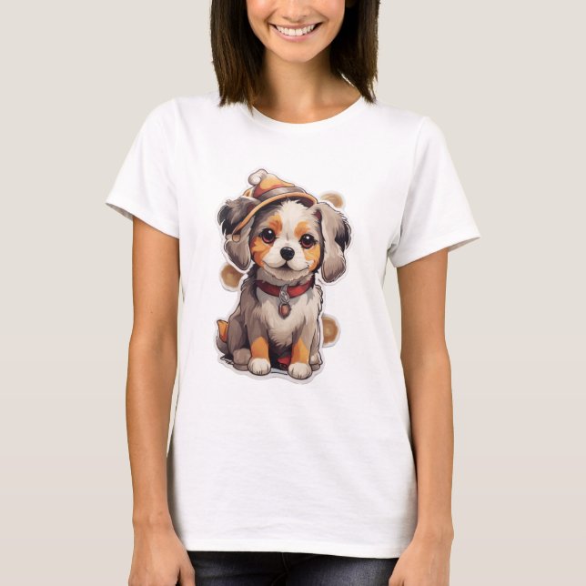 Cute single-dog Stickers   T-Shirt (Front)