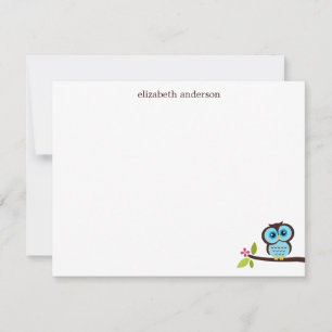 Cute Single Owl Custom Thank You Notes