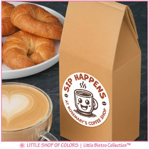 Cute Sip Happens Coffee Theme Classic Round Sticker