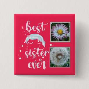 Cute Sister Photo Template 2 Inch Square Button