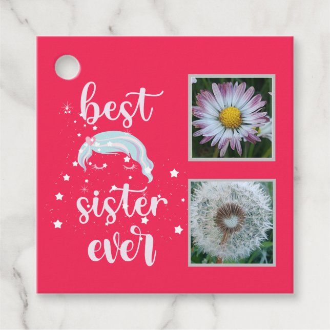 Cute Sister Photo Template Favour Tags (Front)