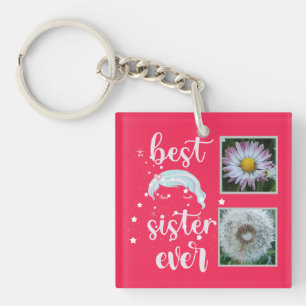 Cute Sister Photo Template Keychain