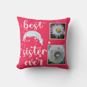 Cute Sister Photo Template Throw Pillow