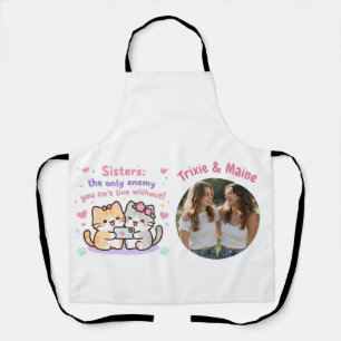Cute Sisters Simple Modern Quotes Photo Name  Apron