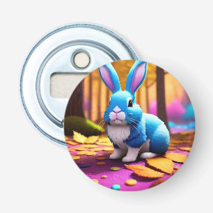 Cute Sitting Blue Bunny Portrait-57566 Bottle Opener